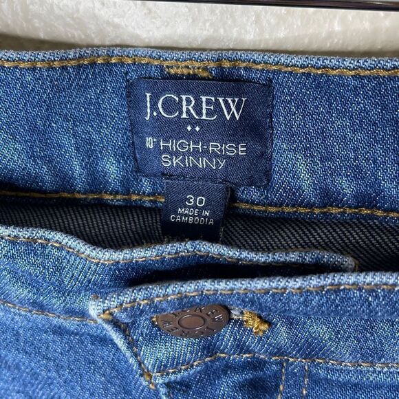 J.Crew Jeans Womens Tag Size 30 High Rise Skinny Unhemmed Medium Wash Denim - Picture 2 of 7